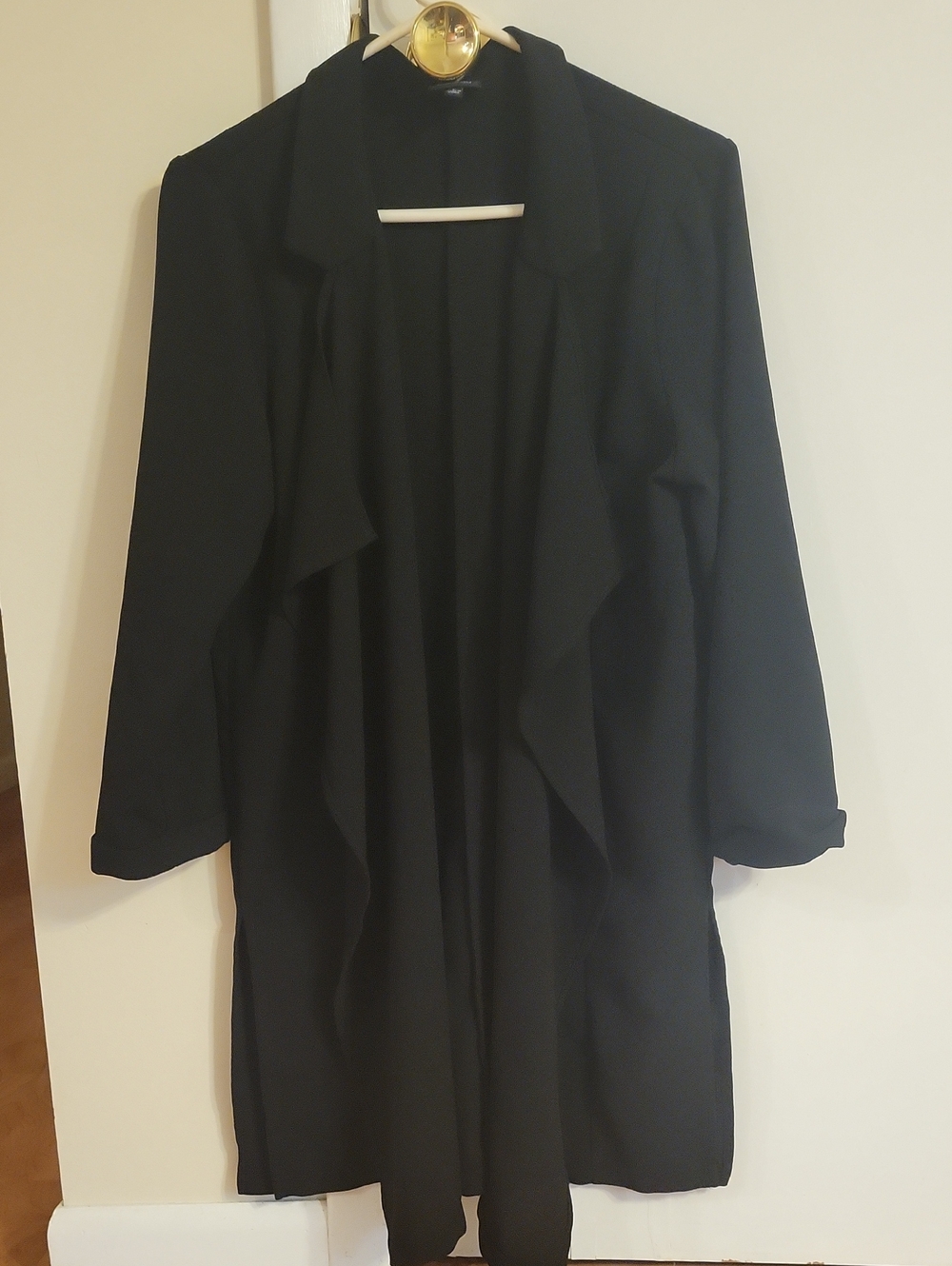 bobeau Black Draped Open-Front Long Blazer Sz Large